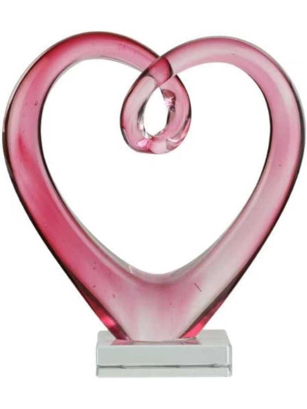 Hand Blown Pink Heart Glass Sculpture | Art Figurine for Home Decor